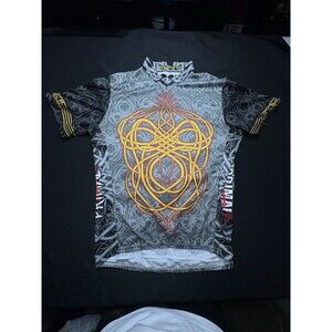 Primal Wear Jersey Shirt Mens Large Gray Gold Cycling Bike Ride Viking Runes